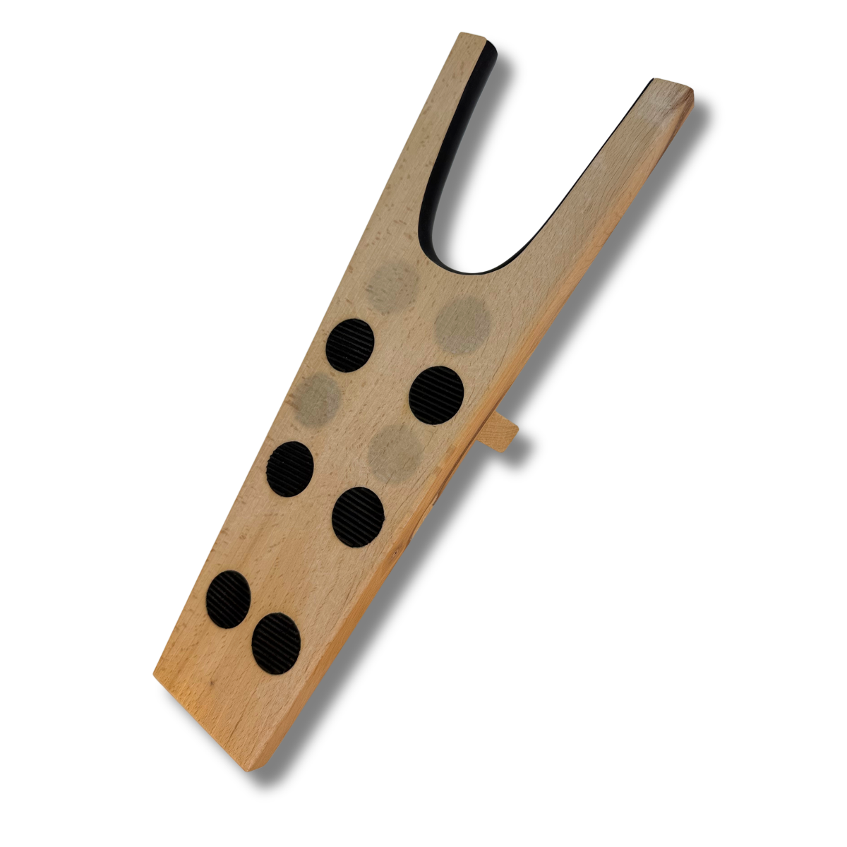 Leichte optische Verfärbungen - 1 Stück Stiefelknecht Ausziehhilfe aus Buchenholz mit 6 Gummi-Noppen