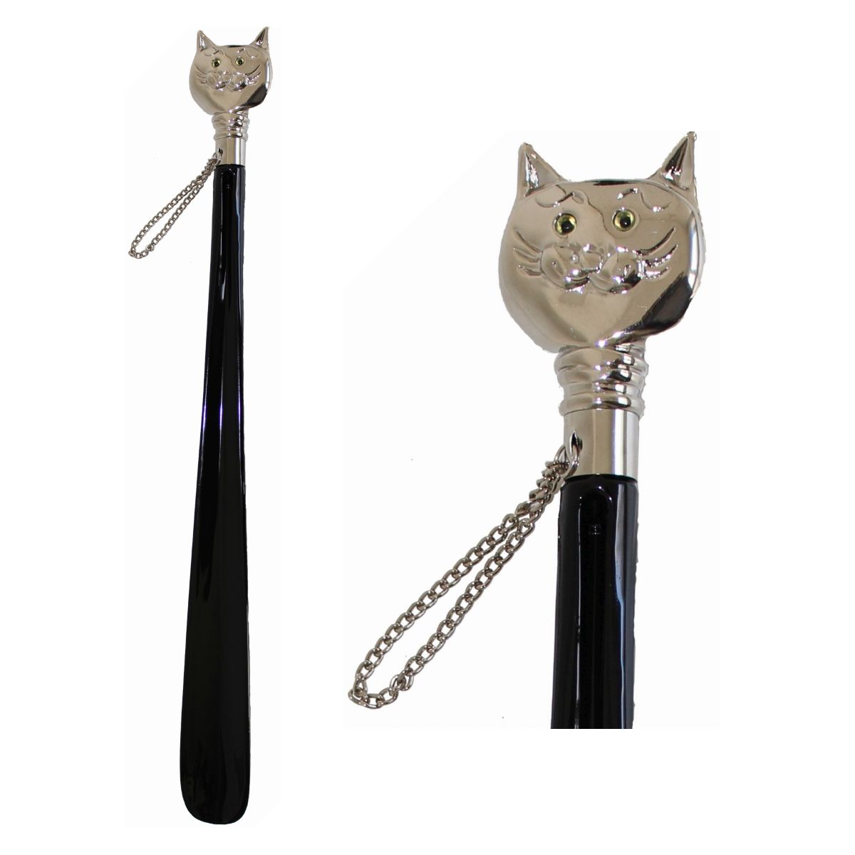 Schmuck Schuhanzieher Motiv Katze schwarz - Schuhlöffel – Anziehhilfe aus hochwertigem Kunststoff