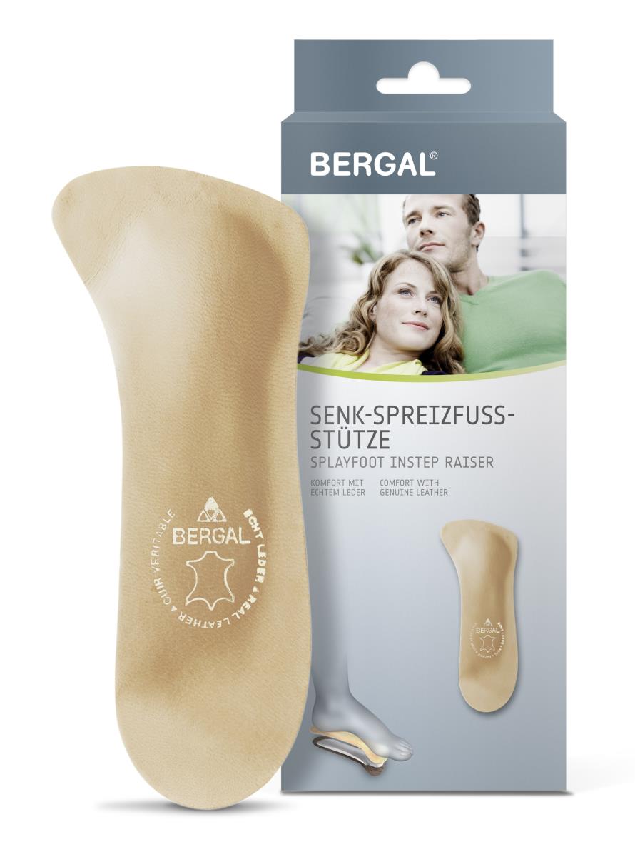 BERGAL Leder Halbsohle Senk-Spreizfuß-Stütze mit Pelotte und Senkfuß Keil