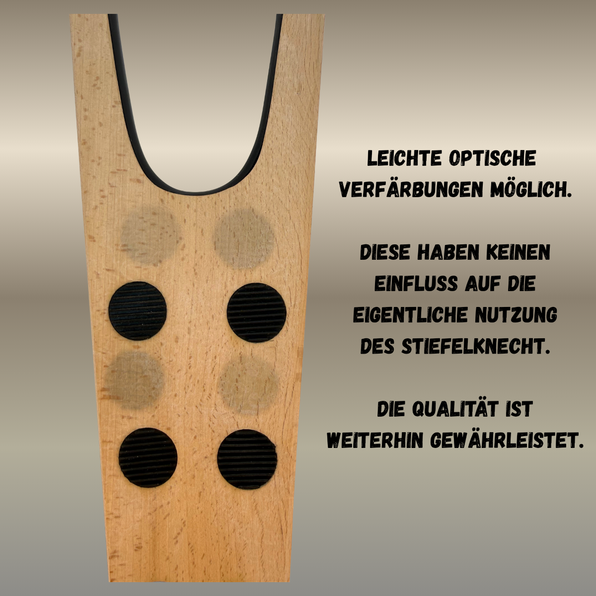 Leichte optische Verfärbungen - 1 Stück Stiefelknecht Ausziehhilfe aus Buchenholz mit 6 Gummi-Noppen