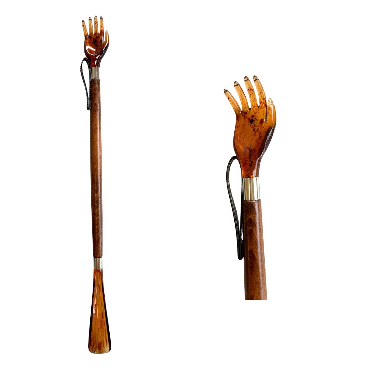 Schmuck Schuhanzieher Motiv Kratzhand - Schuhlöffel – Anziehhilfe aus hochwertigem Kunststoff und Holz
