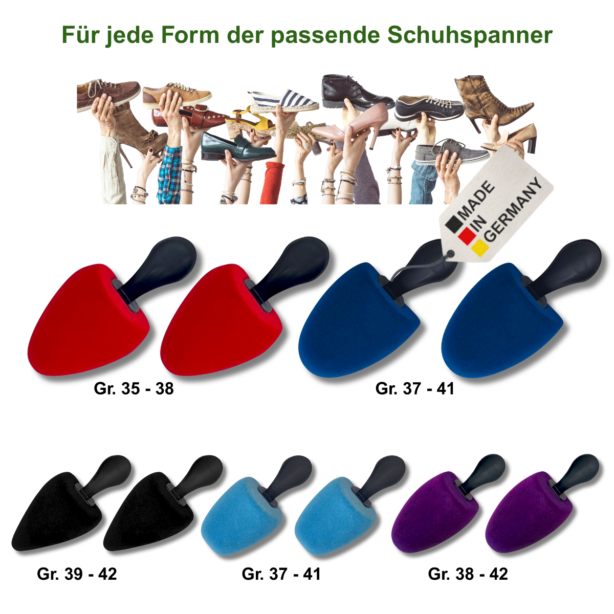 Schuhspanner im 5er Set -  Mit Schuhbeutel - Einsteiger-Set - Schuhformer Schuhstrecker